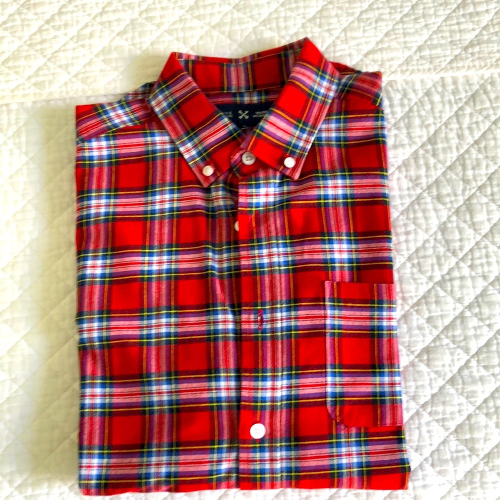Mens madras plaid long sleeves shirt